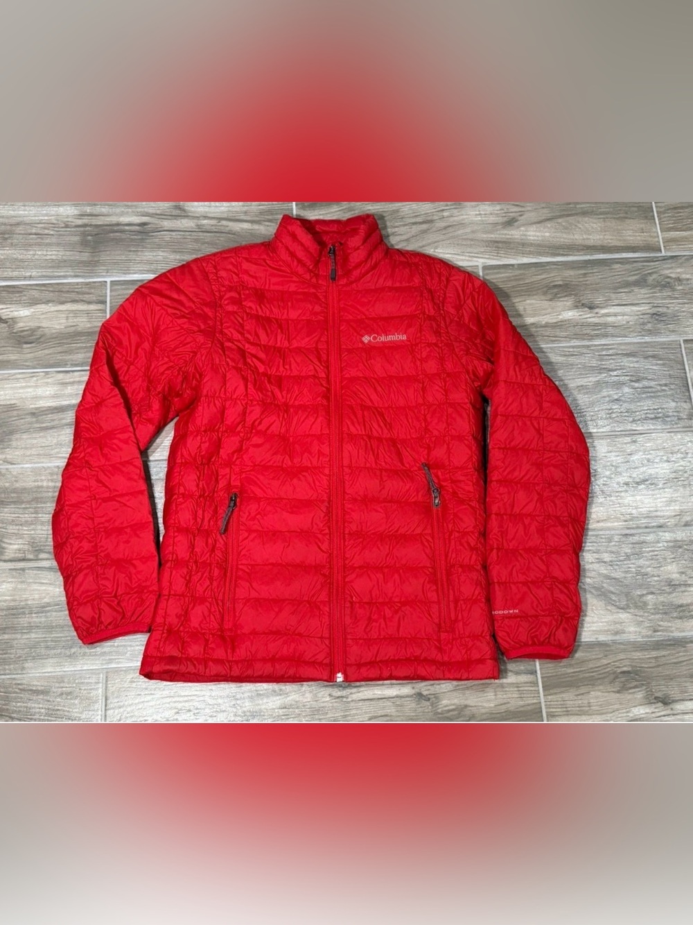 Columbia Jacket Mens Small Red TurboDown 590TD Omni-Heat Puffer Coat